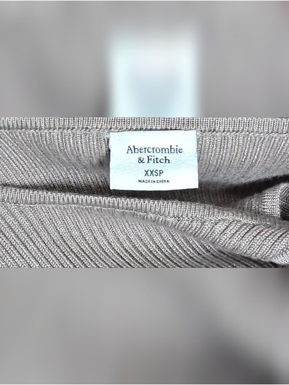 Abercrombie Ribbed Midi Dress Taupe Neutral Quiet Luxury Bodycon XXSP - Picture 9 of 14